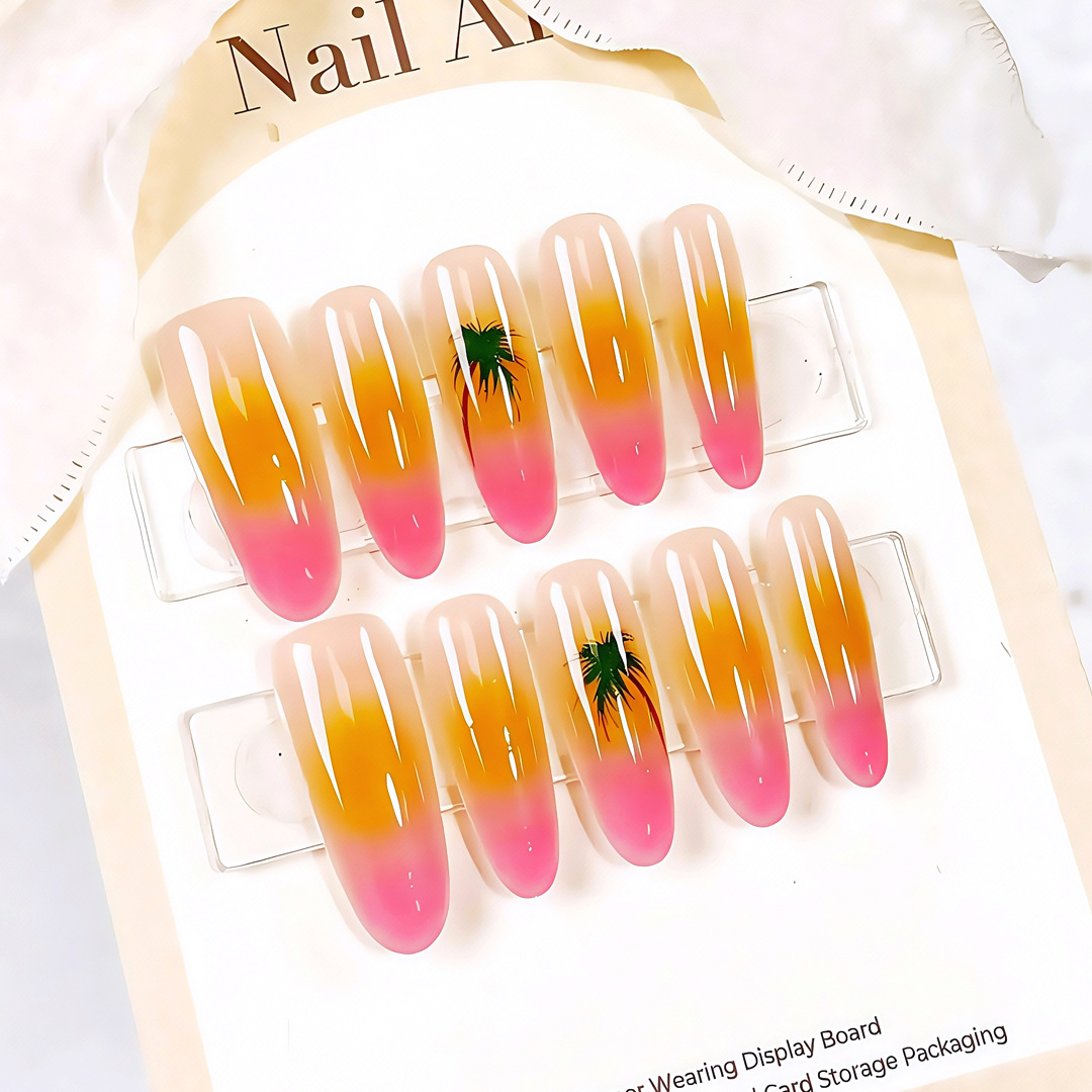 Resin Art Tree - 10pcs Summer Press On Nails Hawaii