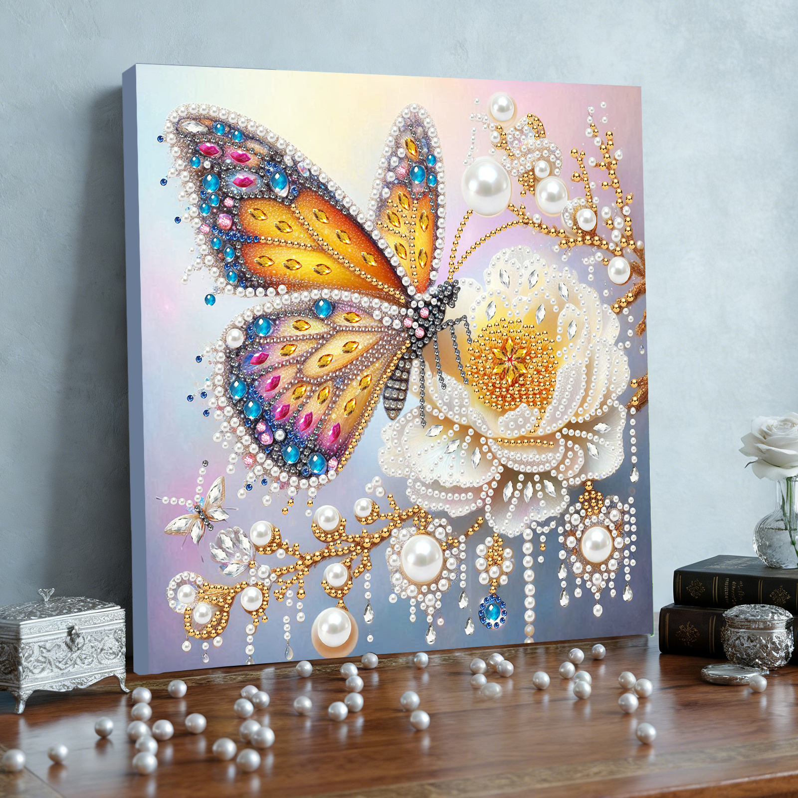 Resin Art Frame - Diamond Dots Pearl Gem Painting with