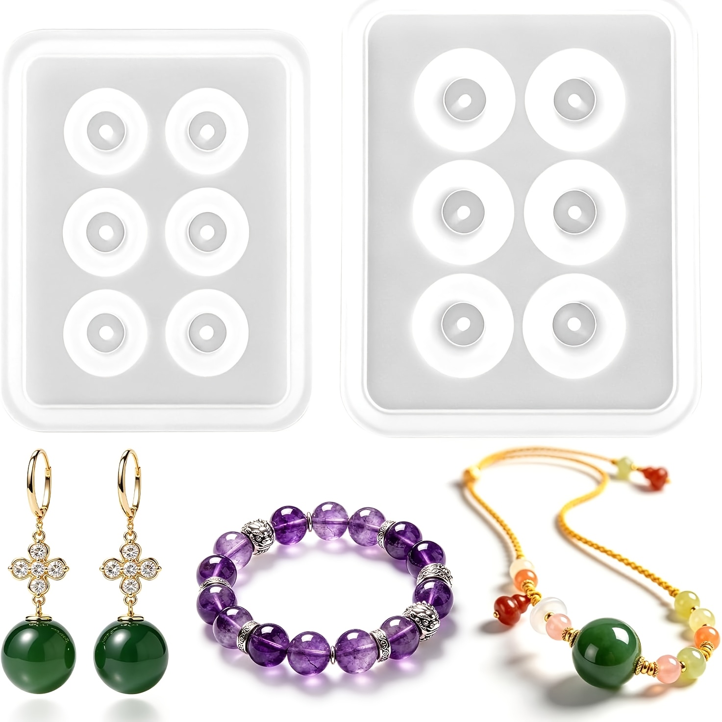Resin Art Jewellery - Two perforated spherical silicone bead molds,