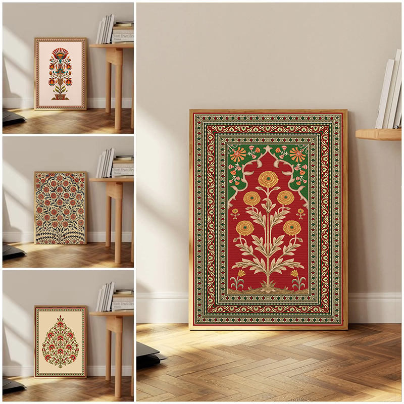 Resin Art Tree - Indian Folk Art Persian Floral Print
