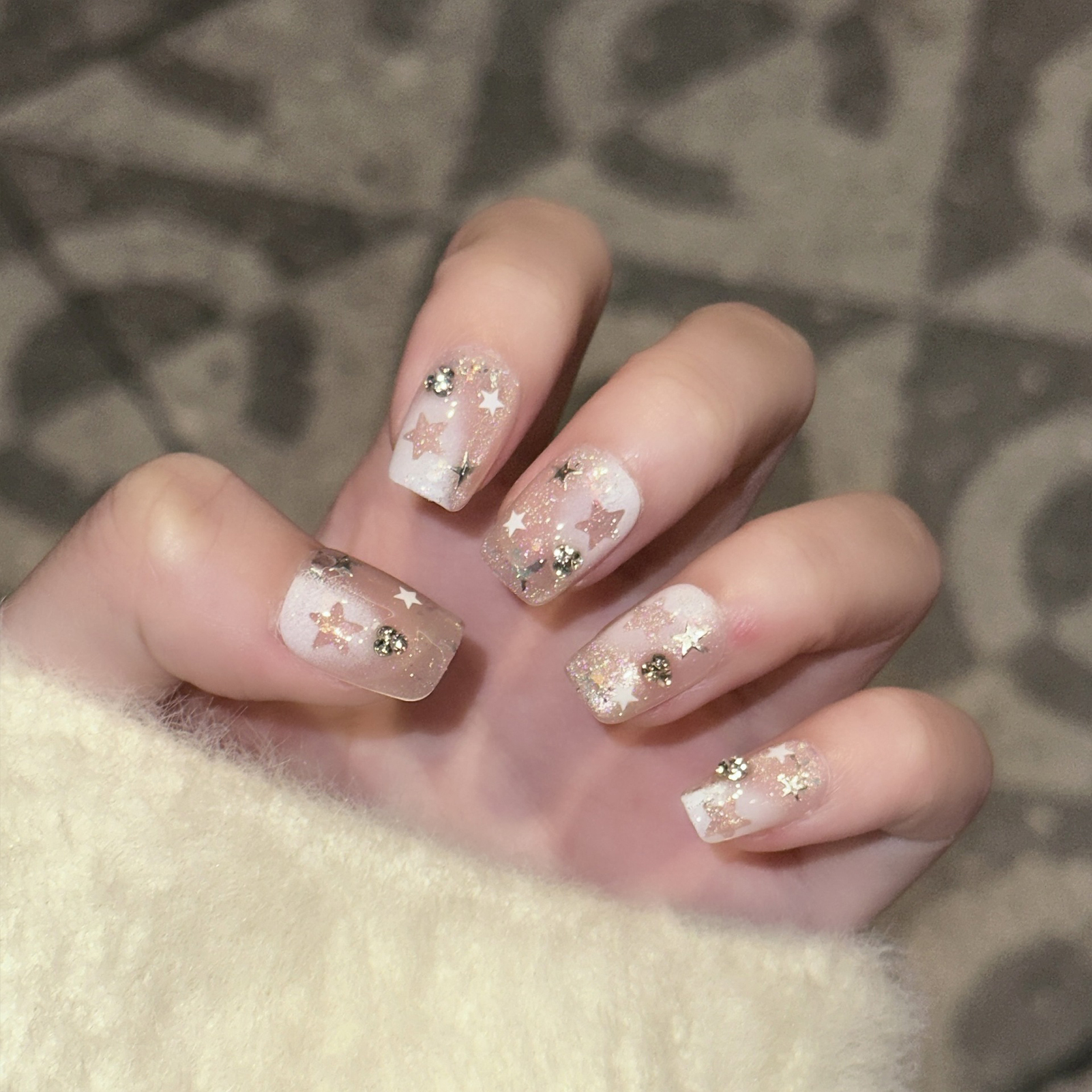 Resin Art With Flowers - 10PCS Short Square Fake Nails with