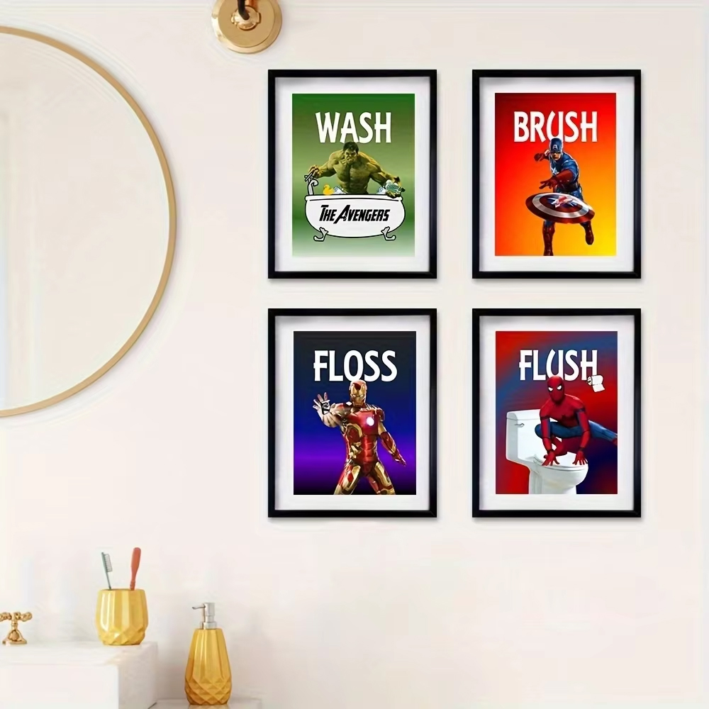 Resin Art Quote - Superheroes Bathroom Wall Art Prints Cartoon
