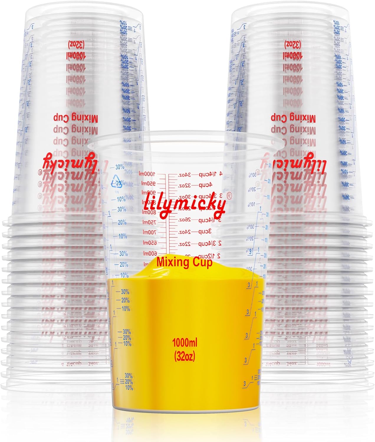 Resin Art Images - 25 Pack 32 oz Plastic Measuring