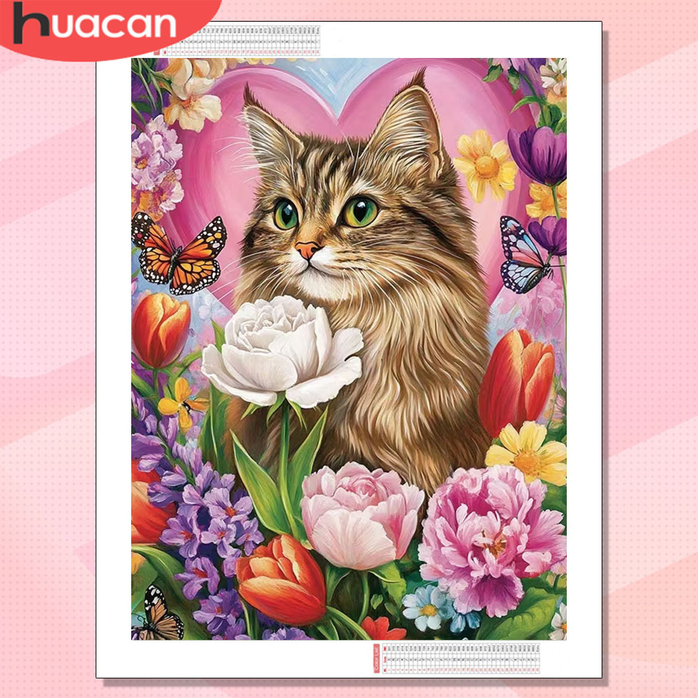 Resin Art Rose - HUACAN Diamond Embroidery Cat AnimalPainting 5d