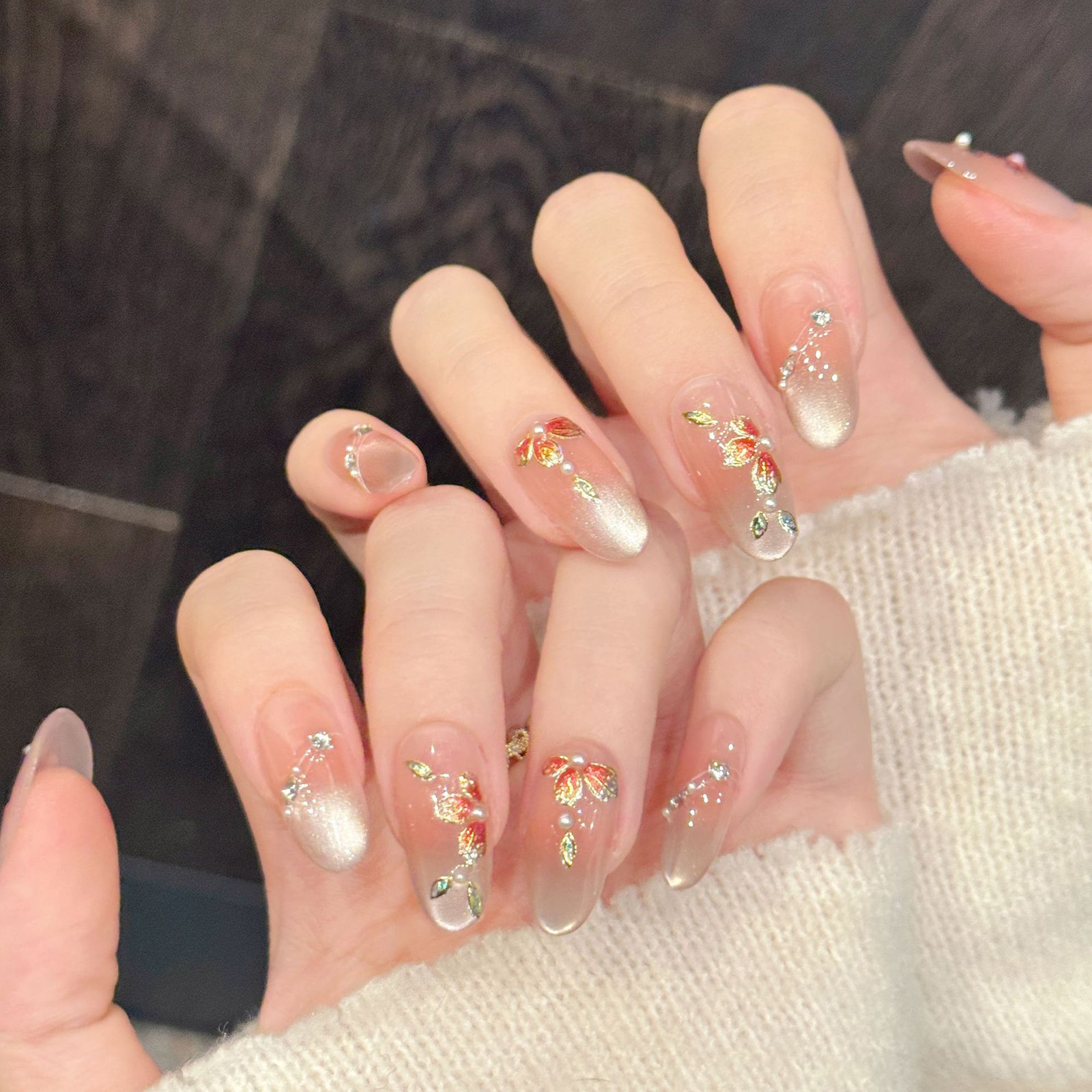 Resin Art With Flowers - 10pcs Handmade Fake Nails Press On