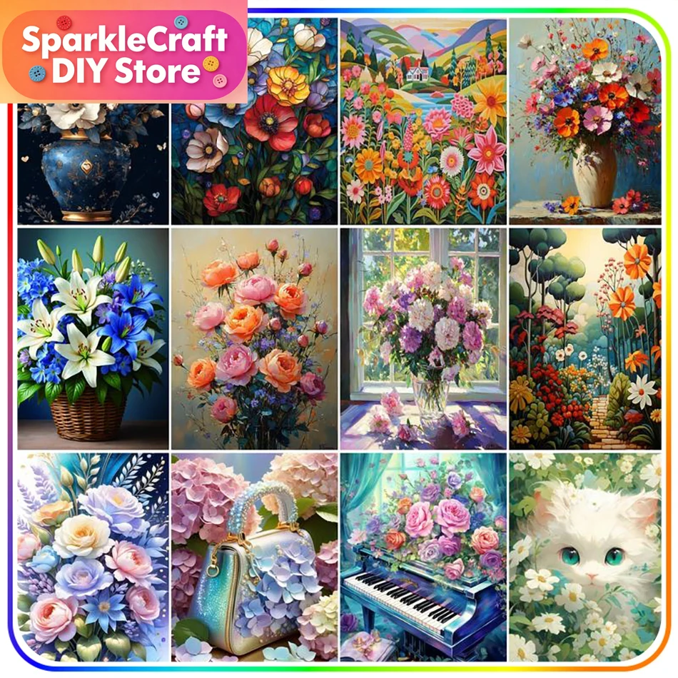 Resin Art With Flowers - 1pc frameless Diamond Painting Kits Flowers