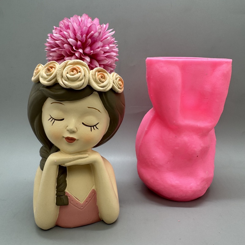 Cute girl flower pot silicone  - Resin Art Furniture reseña y precio