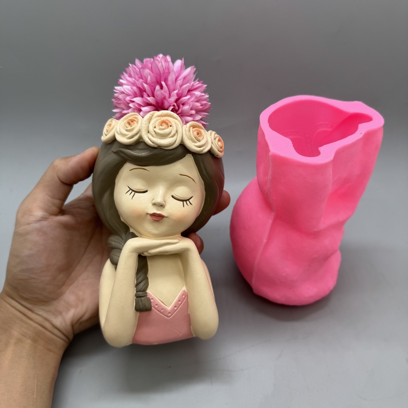 Cute girl flower pot silicone  - Resin Art Furniture reseña y precio