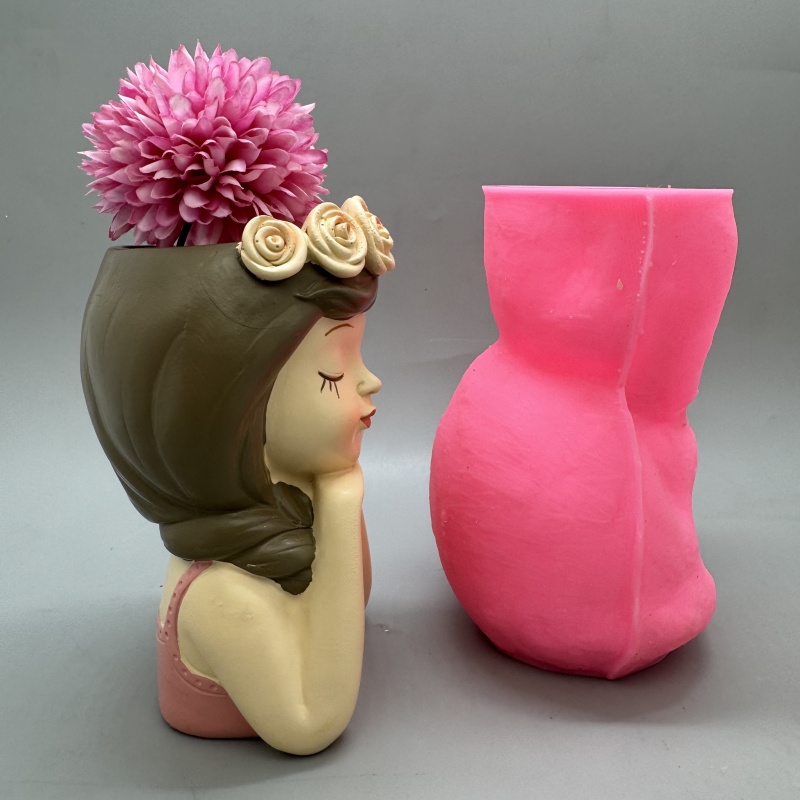 Cute girl flower pot silicone  - Resin Art Furniture reseña y precio
