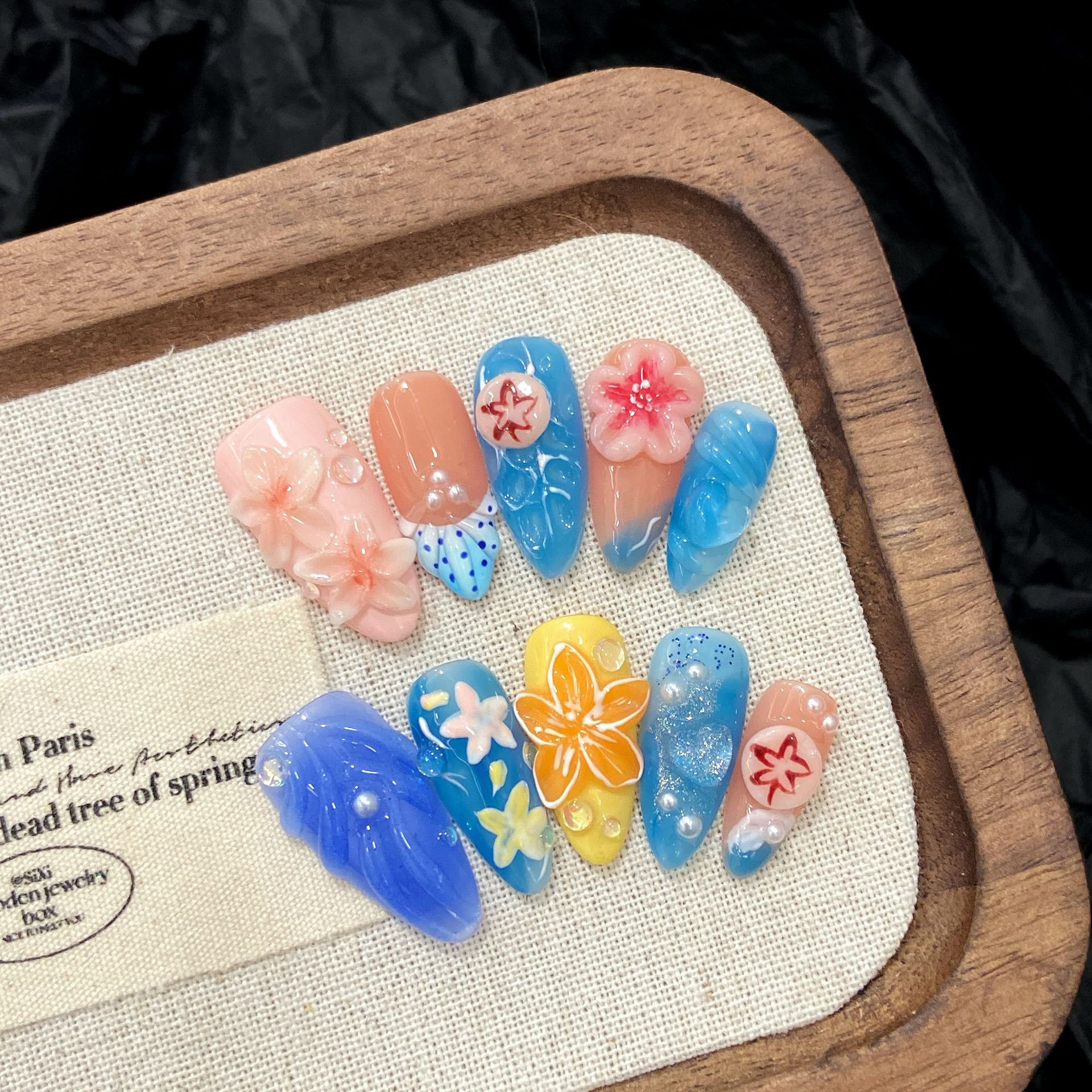 10pcs Pure Hand Pressed Almond - Resin Art With Flowers reseña y precio
