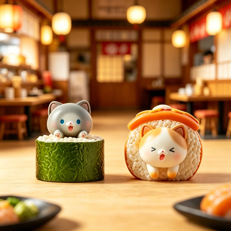 Kawaii Action Figure Sushi Cat - Resin Art Furniture reseña y precio