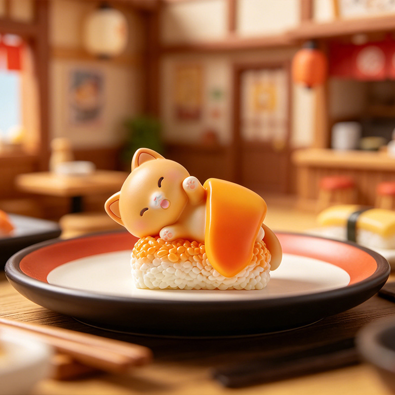 Kawaii Action Figure Sushi Cat - Resin Art Furniture reseña y precio