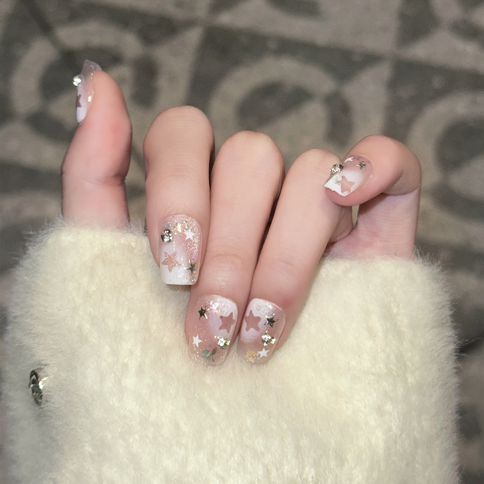 10PCS Short Square Fake Nails  - Resin Art With Flowers reseña y precio