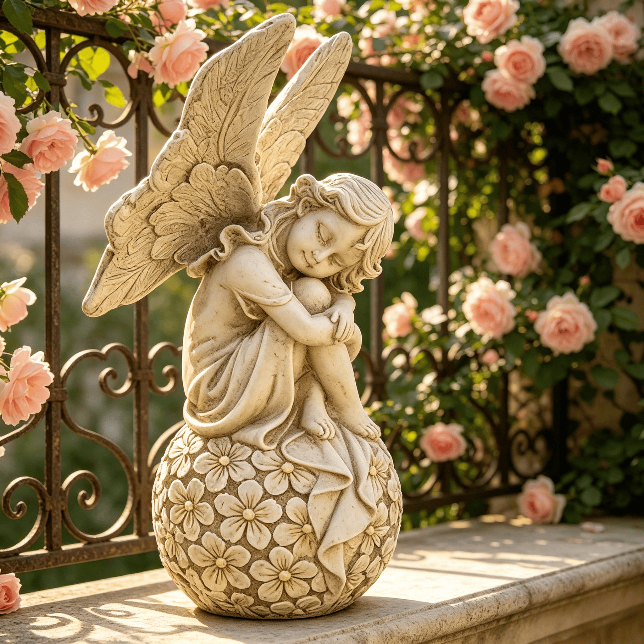 13.2-inch Garden Fairy Statue, - Resin Art With Flowers reseña y precio