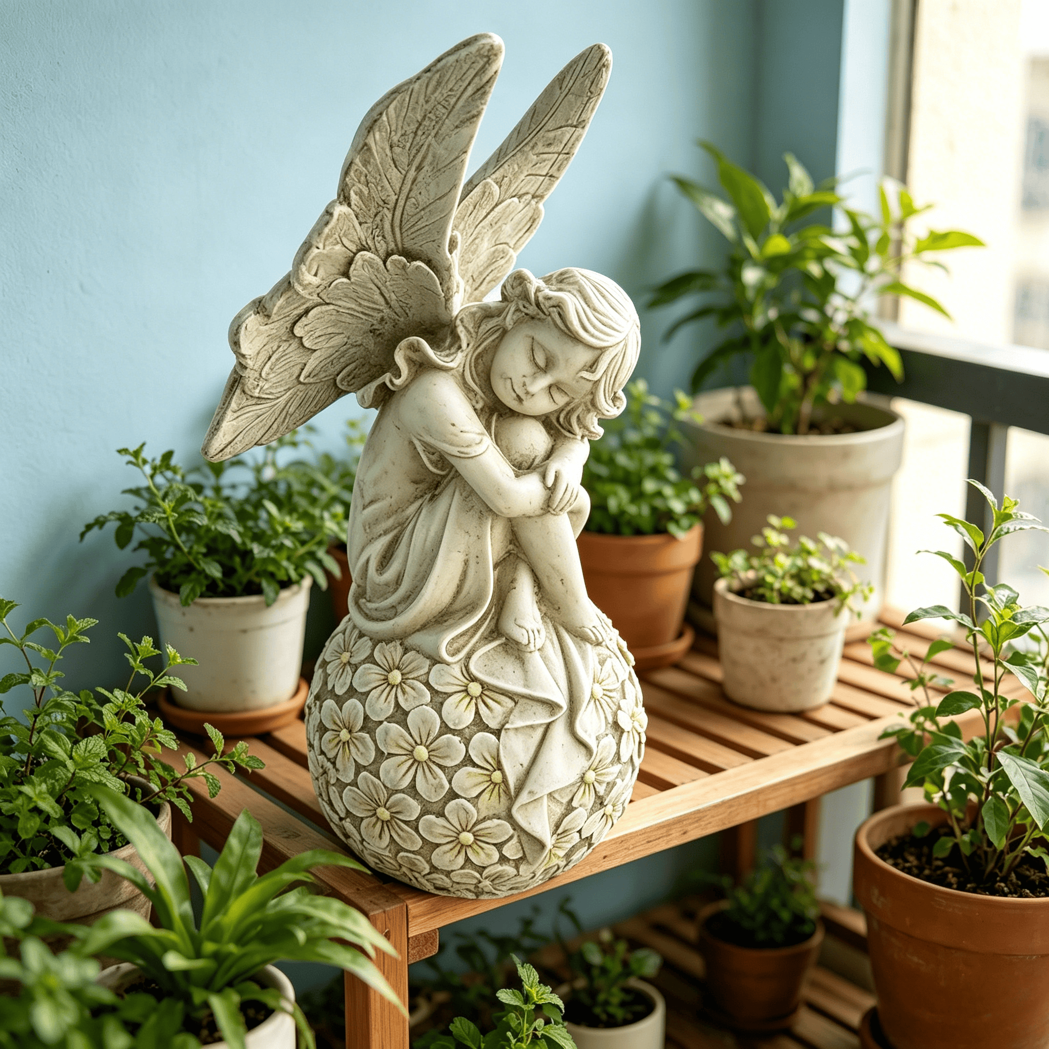 13.2-inch Garden Fairy Statue, - Resin Art With Flowers reseña y precio