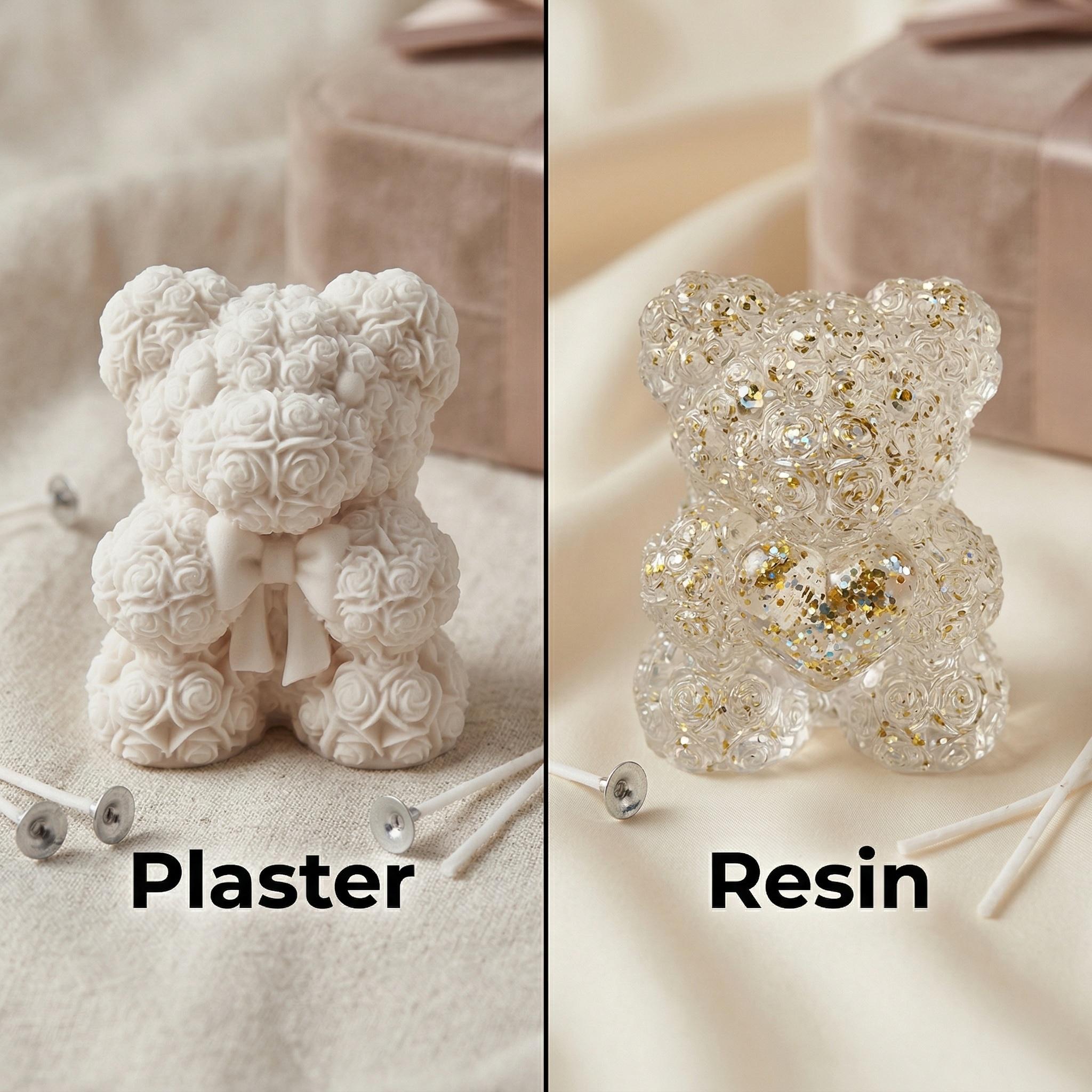 1/2pcs 3D Heart Bow Rose Bear  - Resin Art Rose reseña y precio