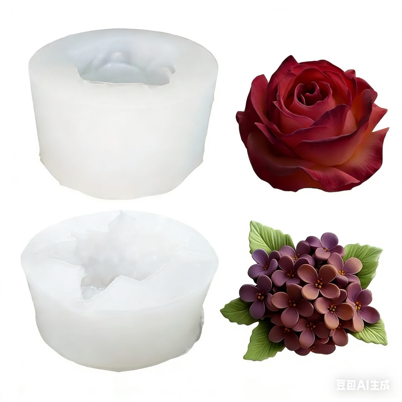 2-Piece 3D Rose and Lilac Sili - Resin Art Rose reseña y precio