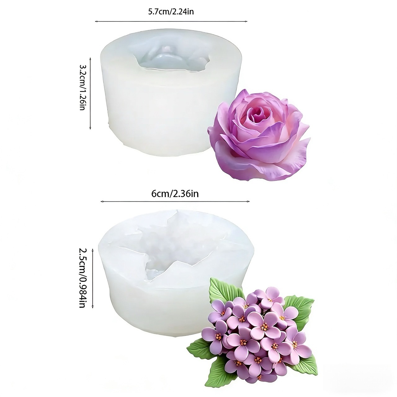 2-Piece 3D Rose and Lilac Sili - Resin Art Rose reseña y precio