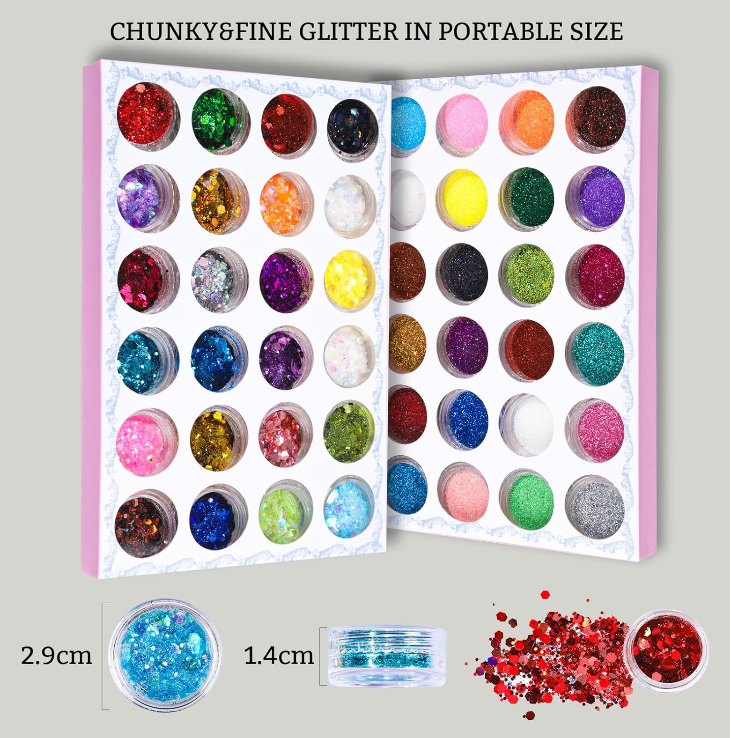 48 Color Chunky & Fine Glitter - Resin Art Images reseña y precio