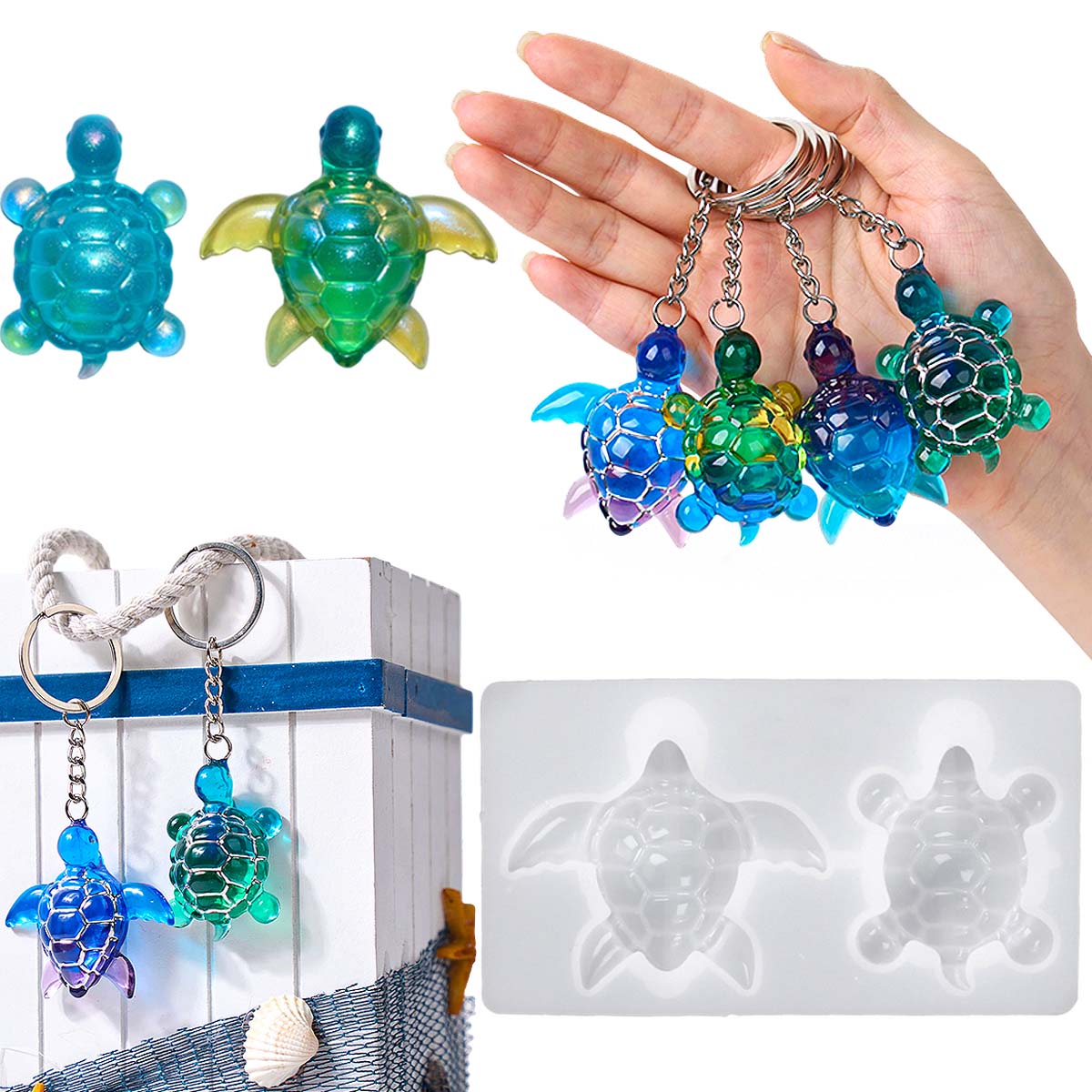 3D Sea Turtle Keychain Silicon - Resin Art Epoxy reseña y precio