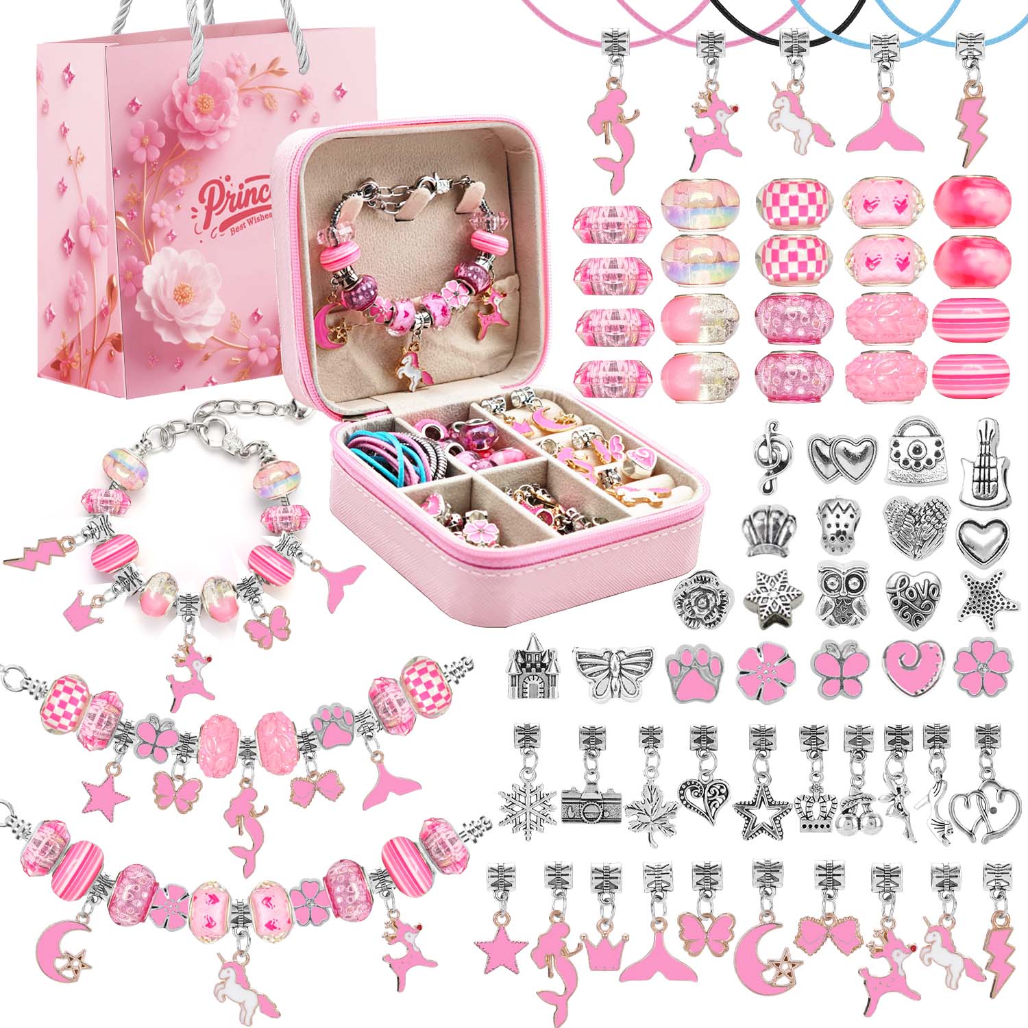 68pcs pink beaded jewelry set, - Resin Art Jewellery reseña y precio