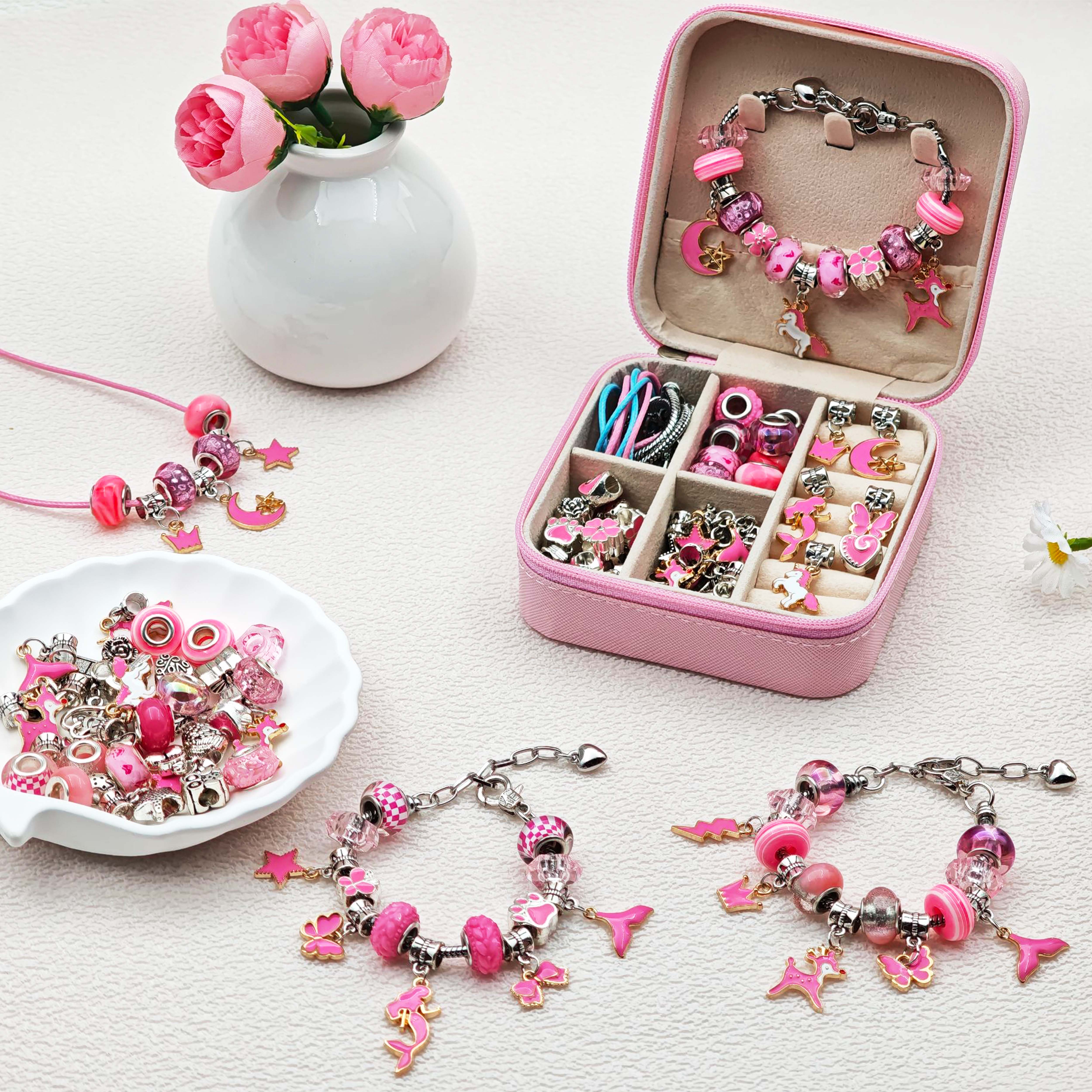 68pcs pink beaded jewelry set, - Resin Art Jewellery reseña y precio