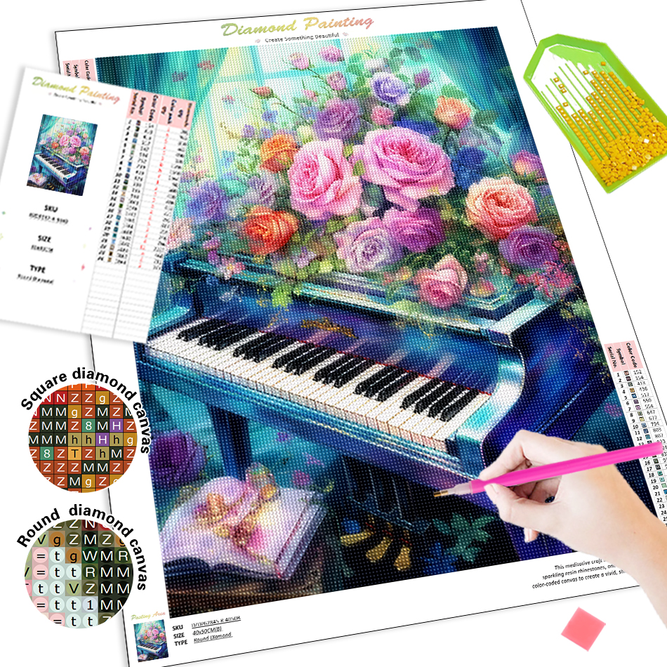 1pc frameless  Diamond Paintin - Resin Art With Flowers reseña y precio