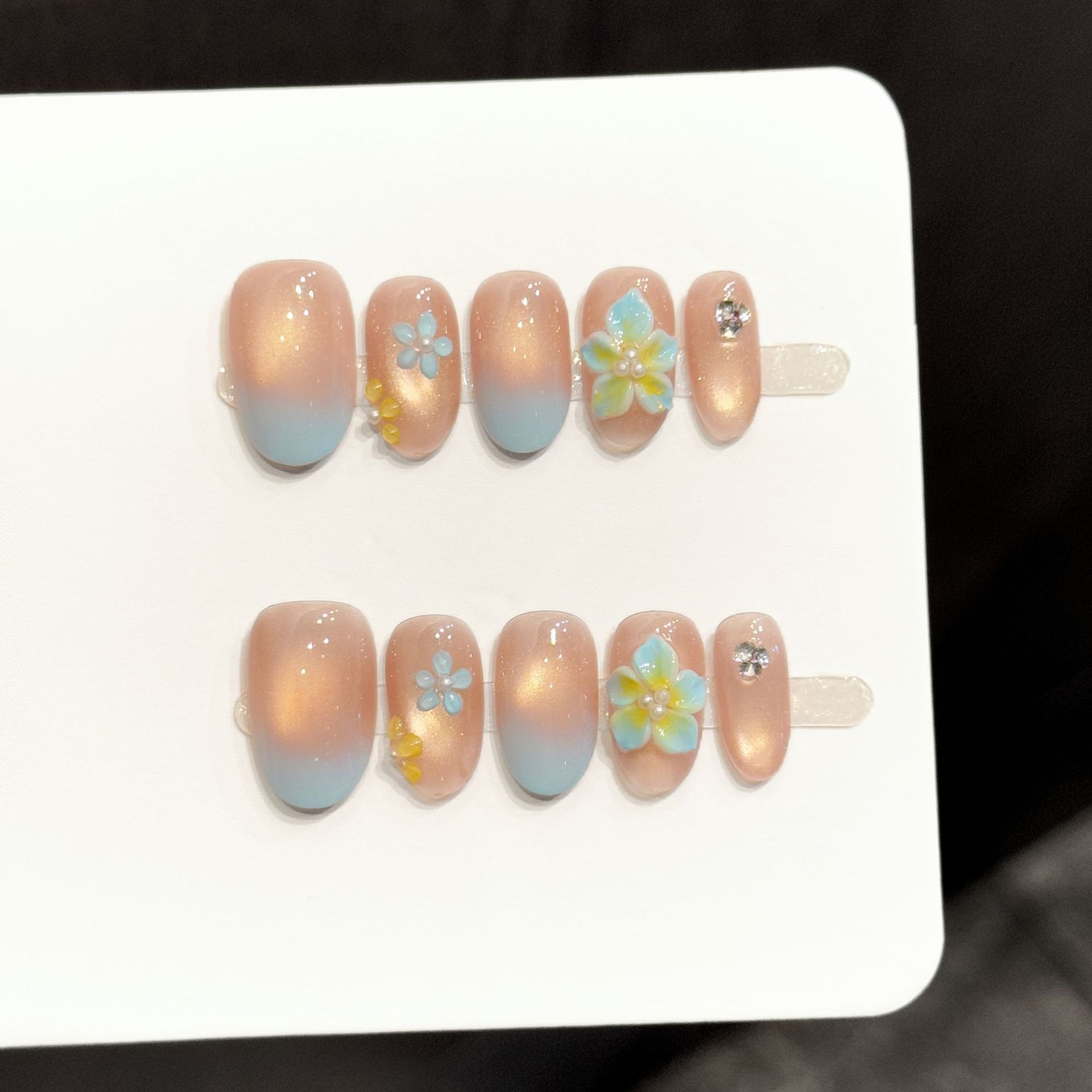 10pcs Pure Hand Pressed Short  - Resin Art With Flowers reseña y precio